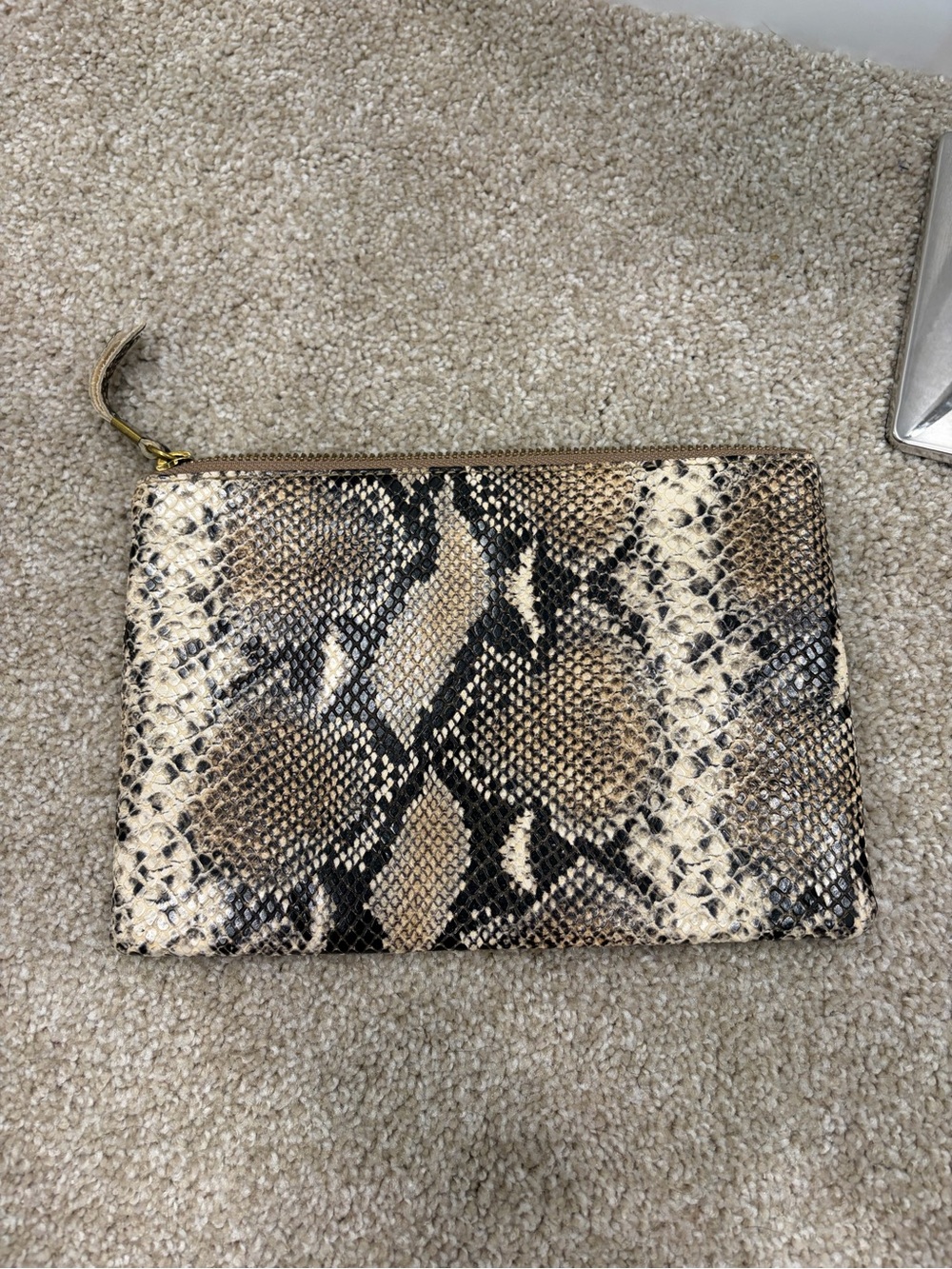 Madewell Black Interior Zip Card Pouch with Gold Hardware